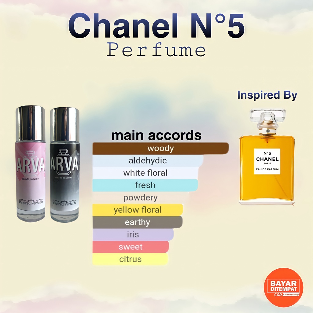 Arva Parfum Chanel No 5 Inspired Perfume Wangi Tahan Lama 20ML 30ML Minyak Wangi Parfum Wanita