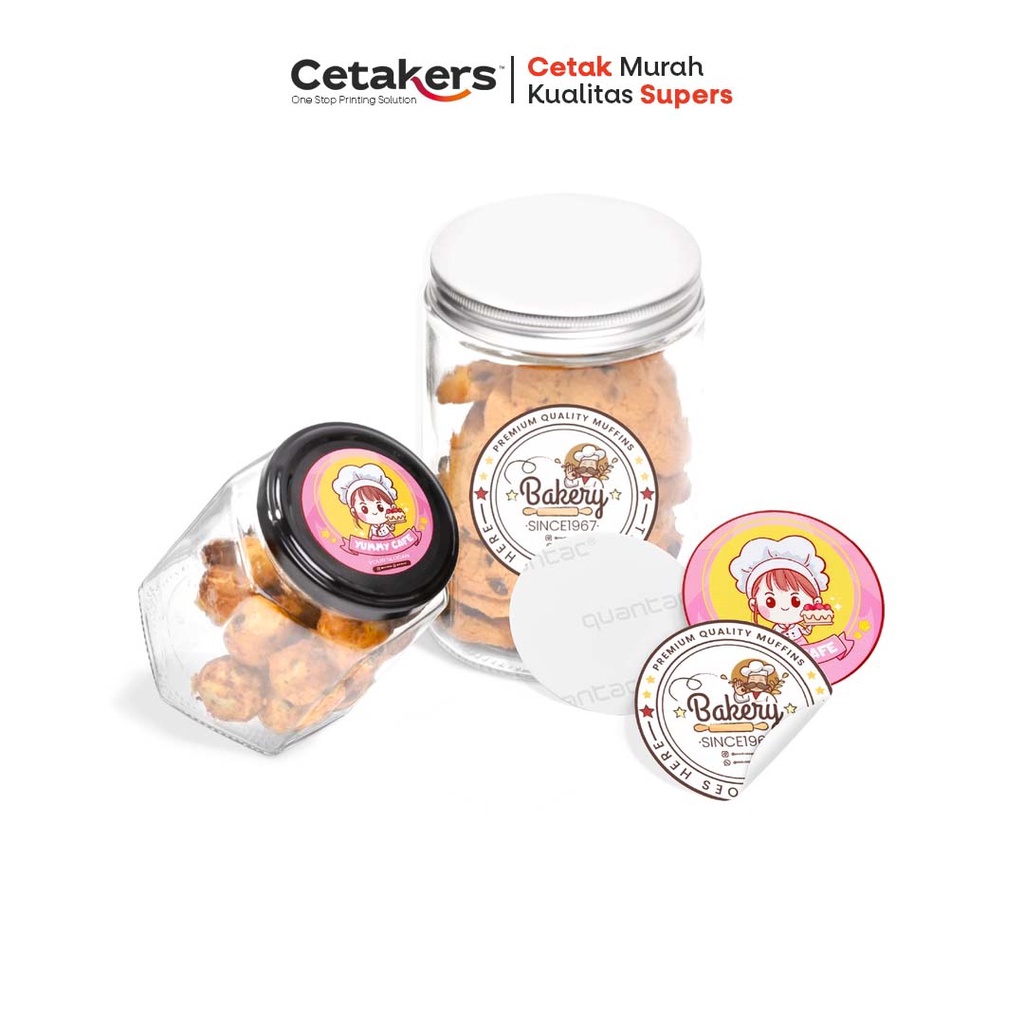 

CETAKERS STIKER LABEL KEMASAN MAKANAN MINUMAN BULAT KOTAK VYNIL SATUAN CUSTOM