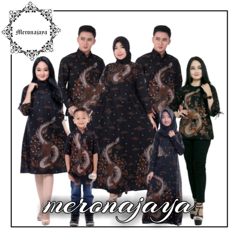 Batik couple keluarga modern terbaru set couple batik keluarga gamis jumbo NAGA MEONG