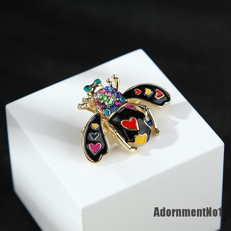 (Adornmentno1) Bros Pin Enamel Desain Lebah Hias Kristal Aksesoris Scarf Wanita