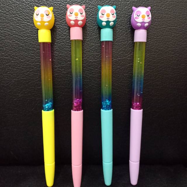 

Pulpen gel glitter air karakter OWL