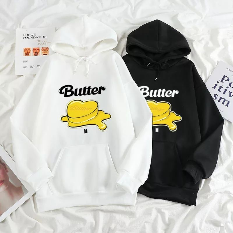 HOODIE SWEATER KPOP BUTTER BAHAN FLEECE BTS LOGO