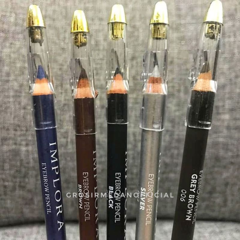 IMPLORA PENCIL PENSIL ALIS TAHAN AIR WATERPROOF - TAHAN LAMA, TIDAK MUDAH LUNTUR, ADA SIKAT DAN SERUTAN