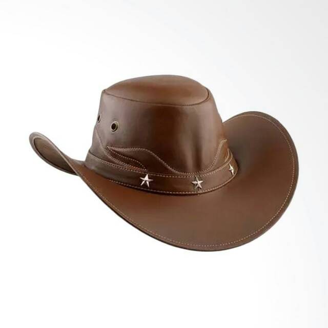 Topi koboi kulit asli