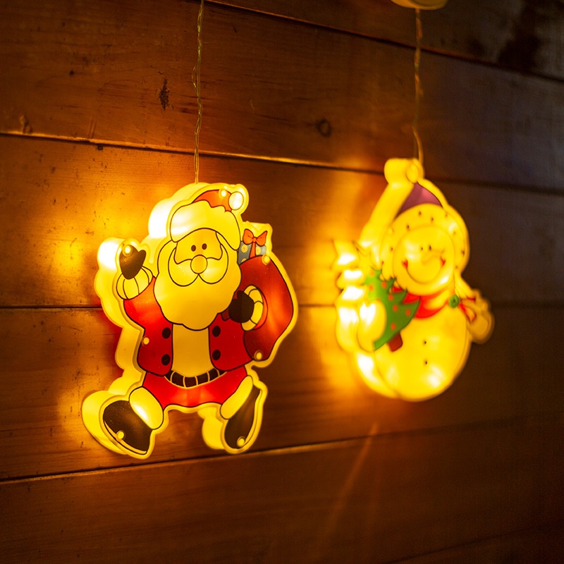 Lampu Gantung LED Bentuk Kartun Rusa Snowman Tenaga Baterai Untuk Dekorasi Natal