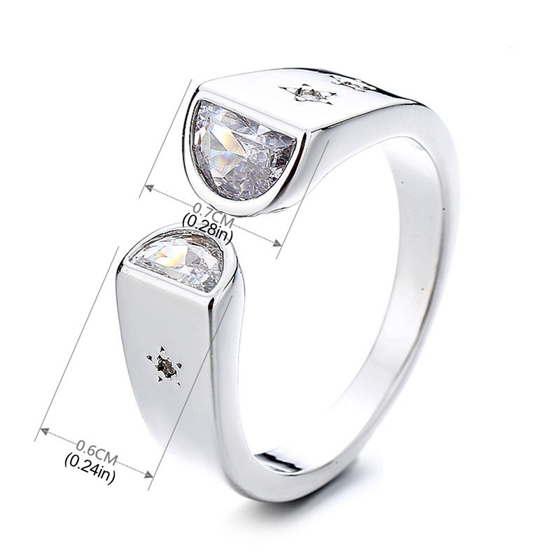 Fancyqube Cincin Wanita Model Terbuka Bentuk Geometris Bahan Cubic Zirconia Warna Emas Dapat Disesuaikan Untuk Pernikahan