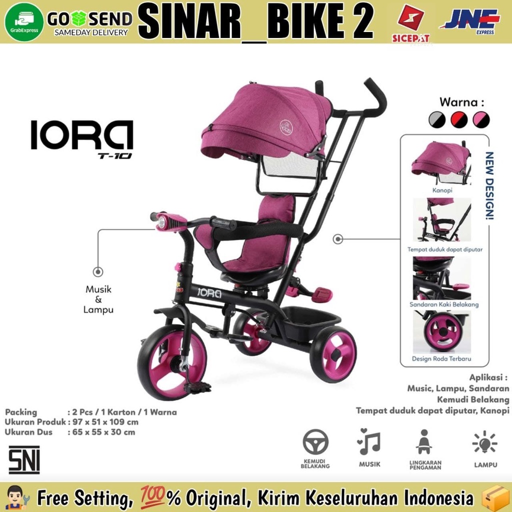 Sepeda Anak Roda Tiga PMB IORA T 10 Kursi Putar Musik Tricycle Anak