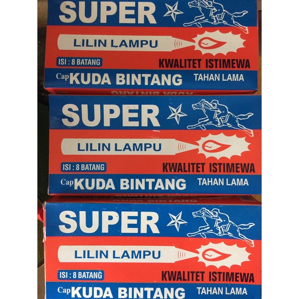 Lilin Kuda Bintang Super Mati Lampu 1 pak isi 8 batang