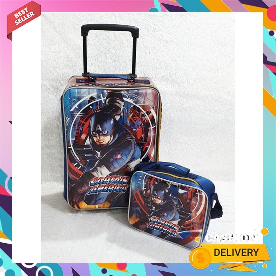 Tas Troli Anak Laki-Laki 3In1 Tas Anak Sekolah Sd Tk Paud Karakter Boboboy Set Koper Anak Laki Laki 
