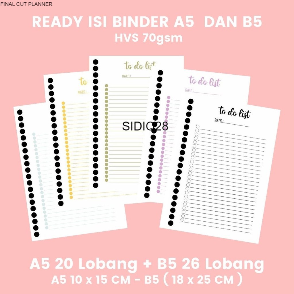 

Loose Leaf ori, to do list planner / ISI BINDER BY FINAL CUT PLANNERR
