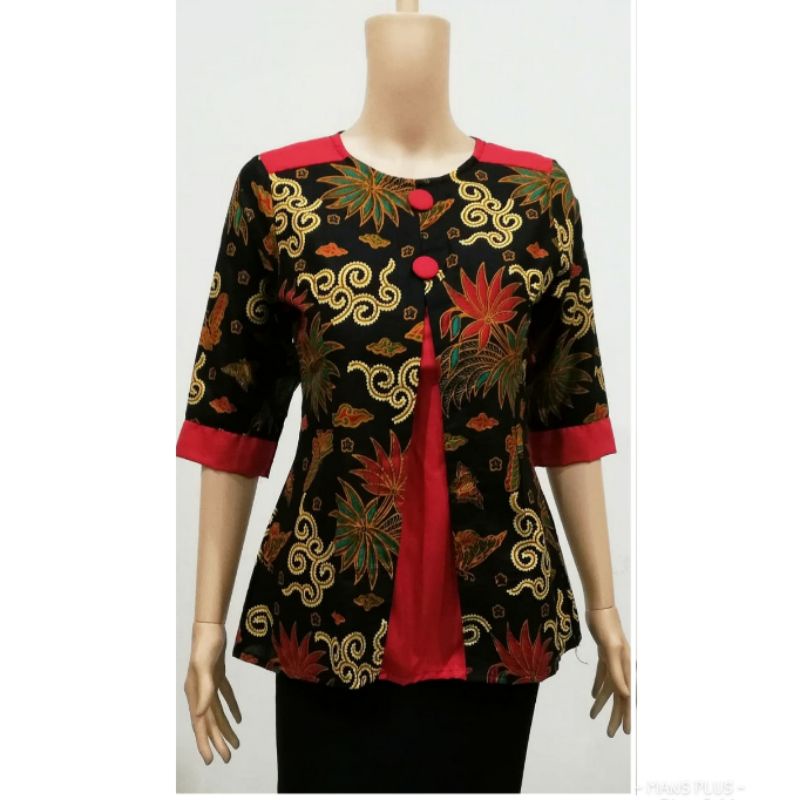 Blouse Batik Wanita Jumbo XXL XXXL Atasan Batik Wanita Big Size 4L-5L Seragam MWR-d