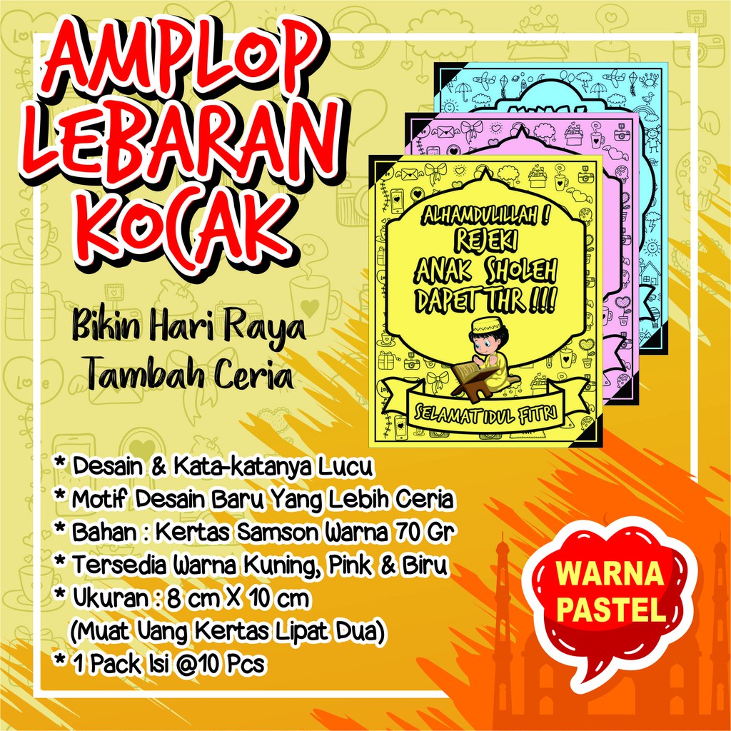 Amplop Lebaran Kocak Warna Pastel Shopee Indonesia