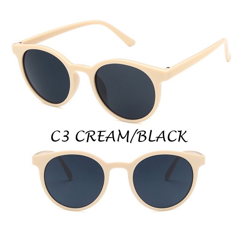 WBS ✅ Kaca Mata Korean Fashion Retro Bulat Kacamata Sunglasses Hitam Wanita Pria Grosir Import KC007-7