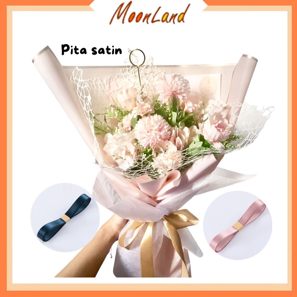 MoonLand PITA SATIN KECIL LEBAR 1 CM PREMIUM IMPORT / PITA KADO GIFT BOUQUET DEKORASI BUNGA ( ECER PER METER ) KB22