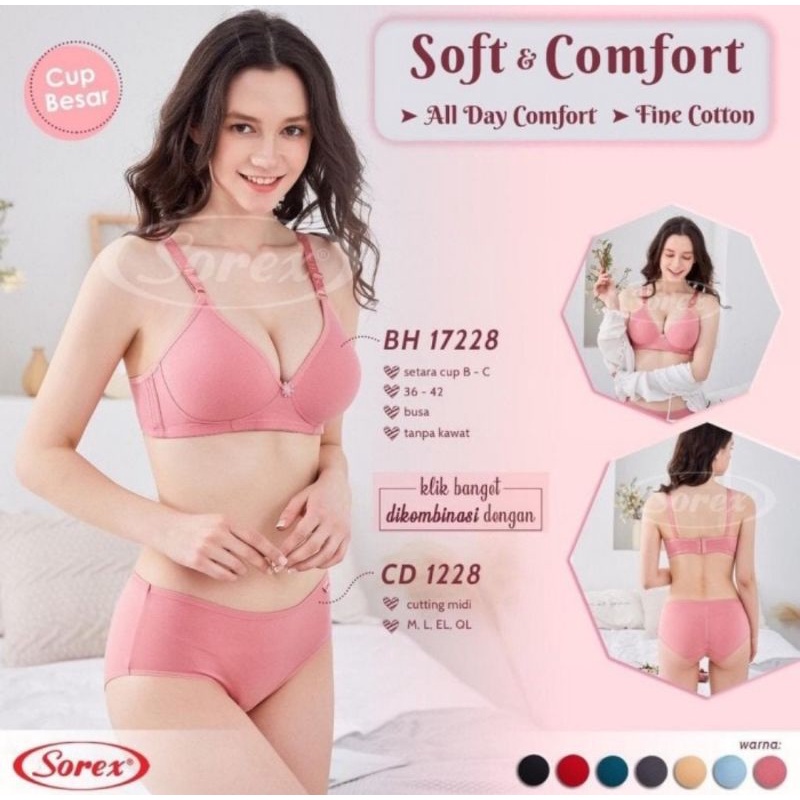 Sorex Soft &amp; Comfort Bra 17228 BH Cup Besar Tanpa Kawat Setara Cup B-C