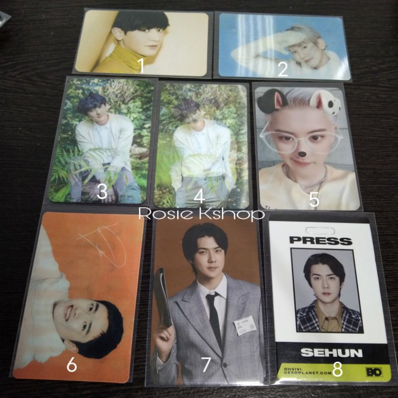 (Ready) Chanyeol Sehun D.O Baekhyun EXO Photocard Love Me Right, Nature republic, EXO SC
