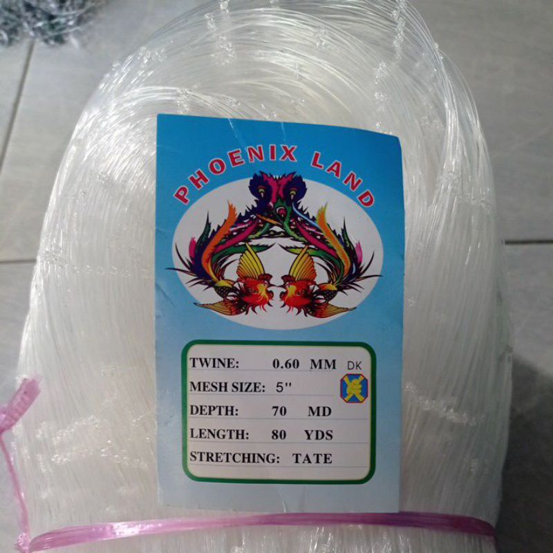 Jaring ikan 5 inchi 0.60 70md/80yds tate jaring ikan murah pukat jaring ikan