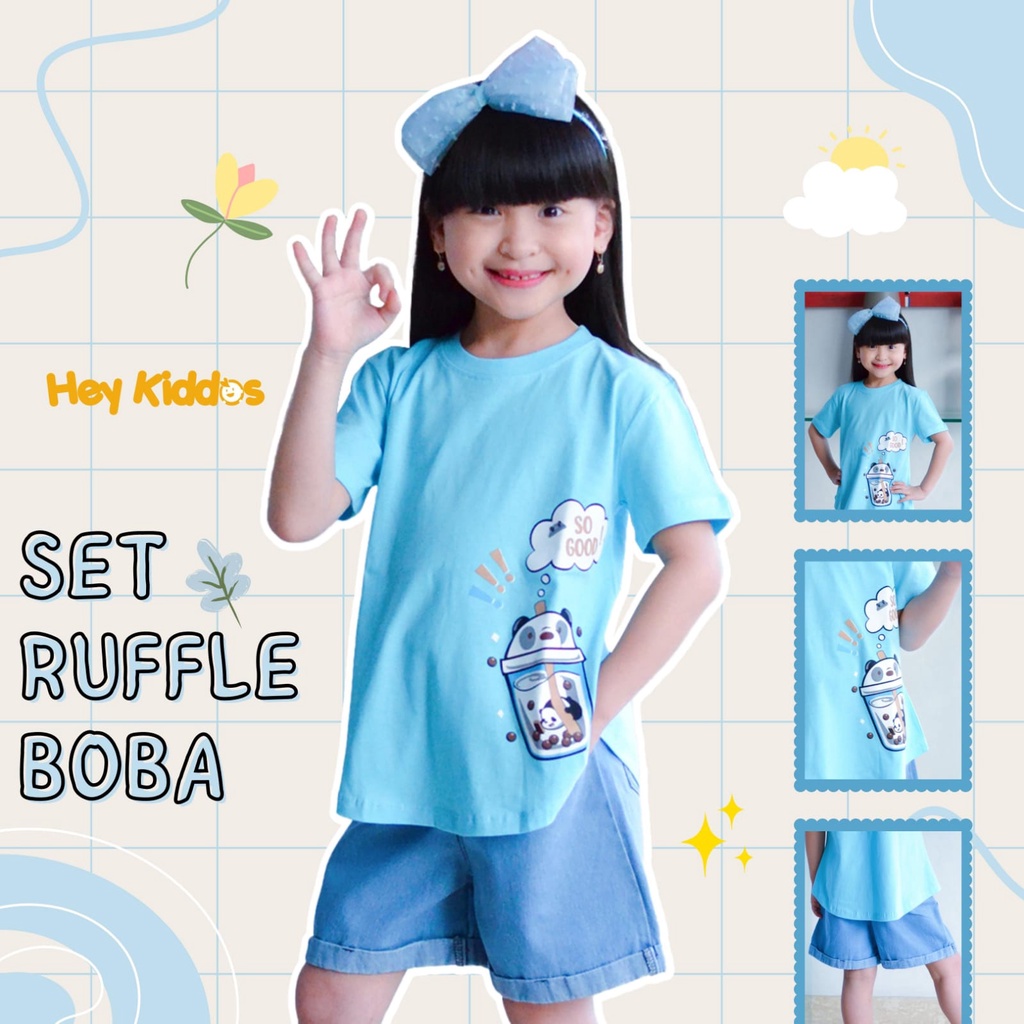 SETELAN ANAK PEREMPUAN BOBA RUFFLE USIA 2-10 TAHUN