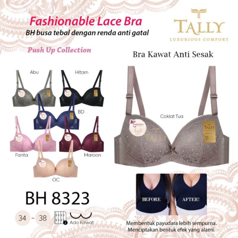 NEW !! BH 8323 TALLY PUSH UP - BH TALLY BUSA TEBAL 8323 BERKAWAT KAIT 2 Tally 8323 Bra BH Busa Tebal Push Up Berkawat Kait 2Bra Bh Busa Tebal Maximizer Push Up Berkawat 34-38 - ARA98STORE