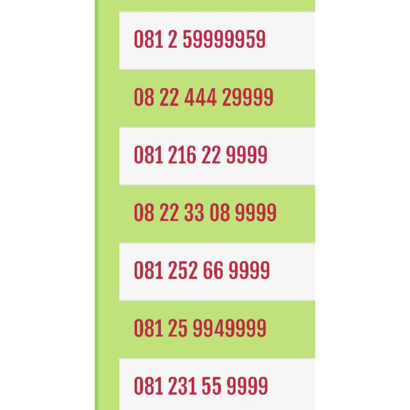 Nomor Cantik Simpati 9999 Kwartet