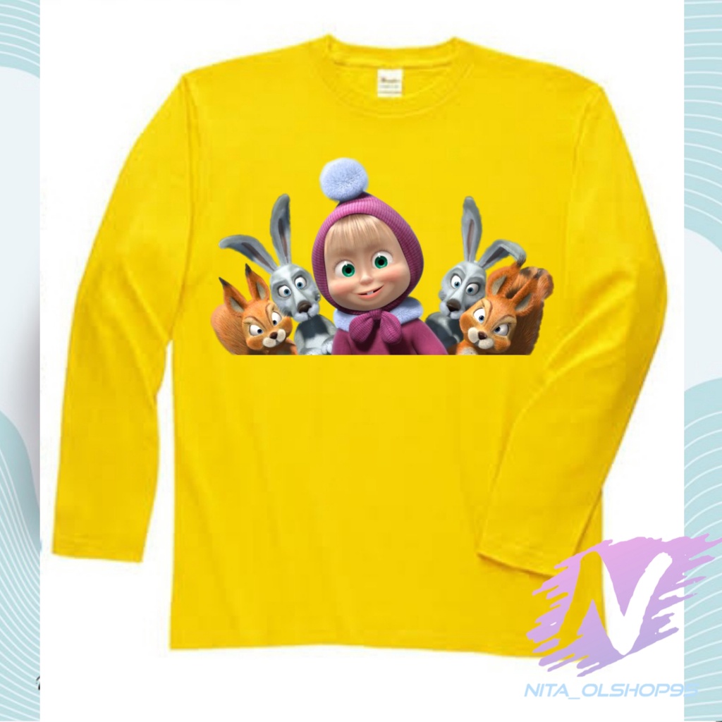 kaos marsha and the bear baju kaos anak lengan panjang marsa dan teman teman