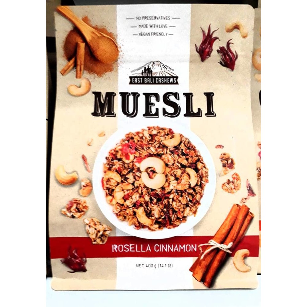 

Muesli East Bali Cashews Granola Rosella Cinnamon 400 gr