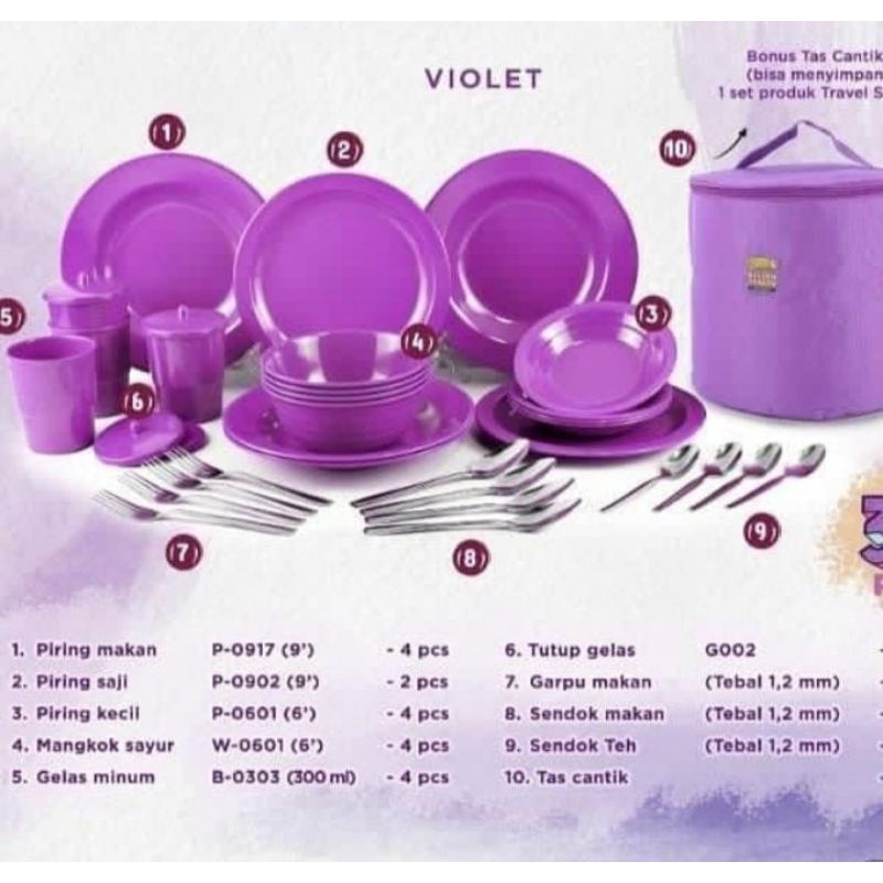 piring set melamine, 35 pcs, BTS travel