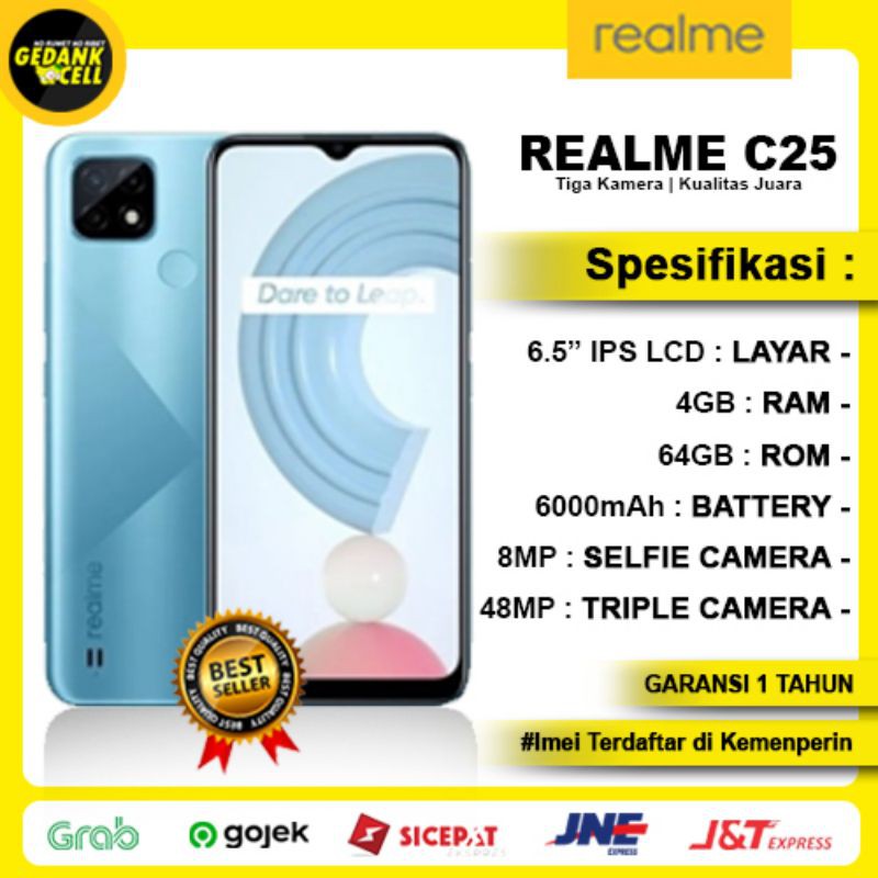 Realme C25 Ram 4 GB Rom 64 GB Resmi - Hp Baru New