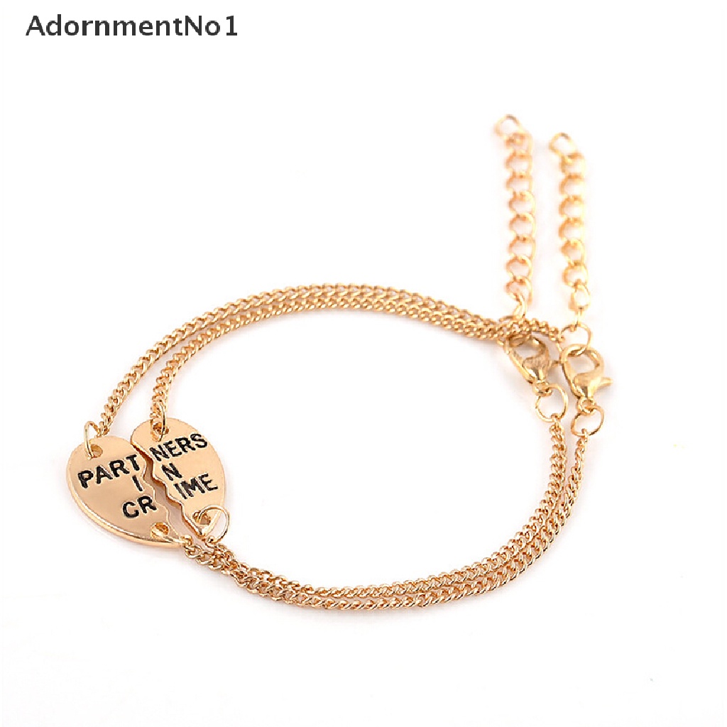 (AdornmentNo1) 2pcs / Set Gelang Tangan Rantai + Liontin Hati Motif Tulisan Best Friends Forever Untuk Wanita