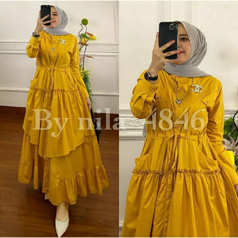 Flow Hanna Long Dress Wanita Muslim Fashion Ootd