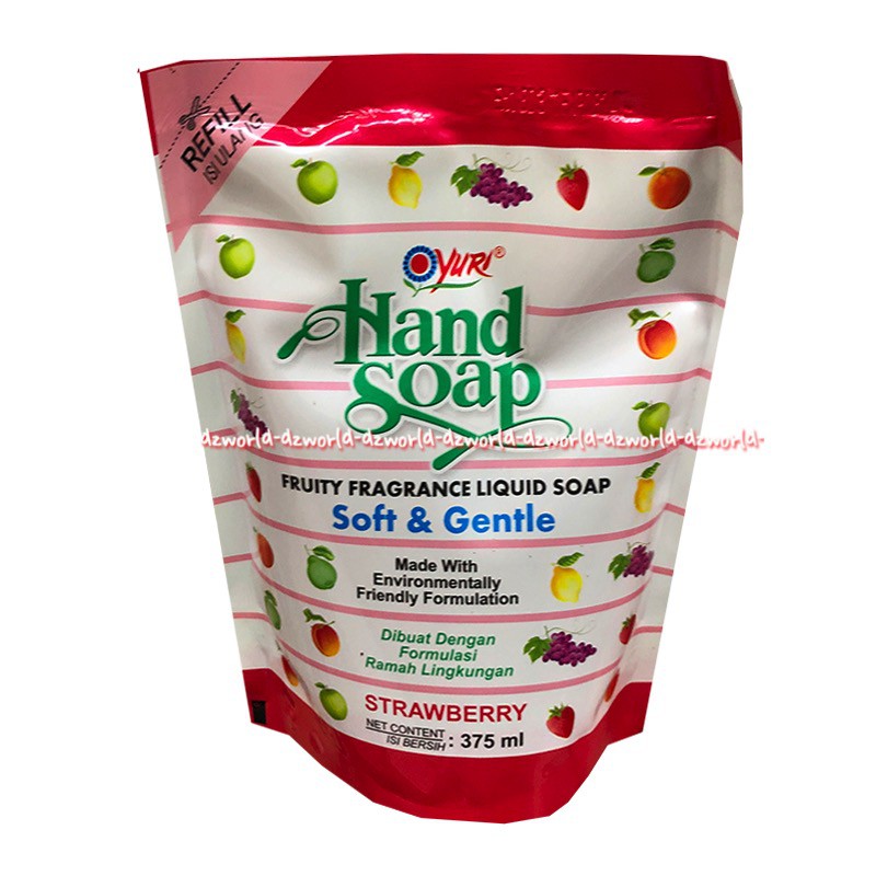 Yuri Hand Soap Liquid Soap 375ml Apel Grape Strawberry Sabun Tangan Cair Refill Yurri