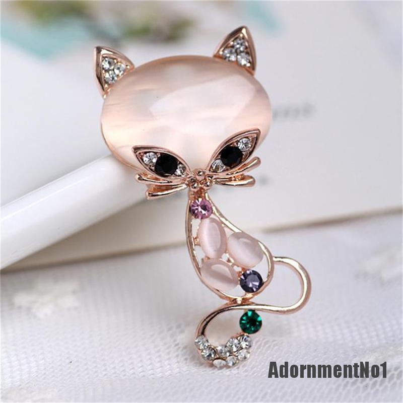 (Adornmentno1) Bros Pin Bentuk Rubah Opal Untuk Wanita