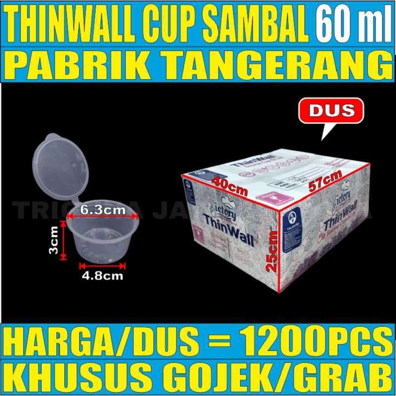 Thinwall Cup 60ml Plastik Per Dus Tempat Sambal Puding Jelly Sauce Saus Saos Mayones