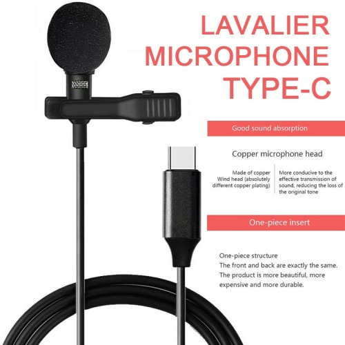 Trend-Microphone Lavalier Mic Clip On Type C 3.5mm jack tiktok zoom