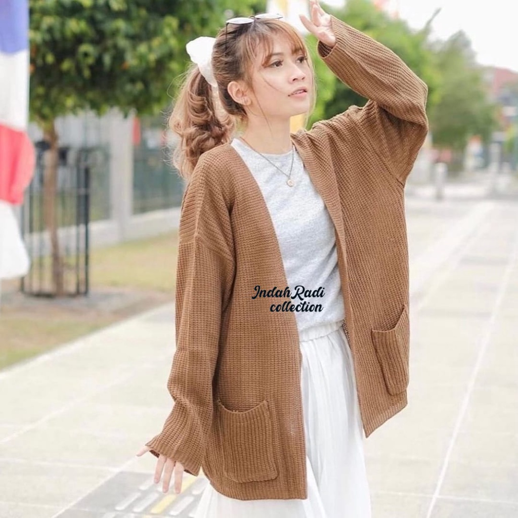 (REALPICT)LAVELA CARDIE KNIT TEBAL 7GET OVERSIZE CABLE ATASAN WANITA