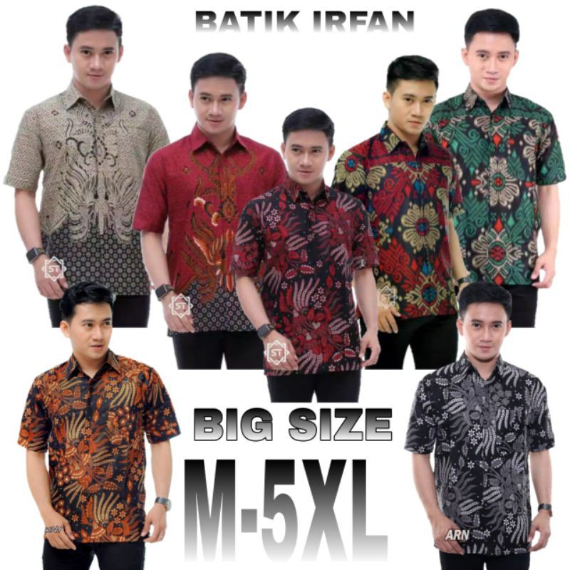 Hem batik lengan pendek size jumbo M L XL XXL 3XL 4XL 5XL