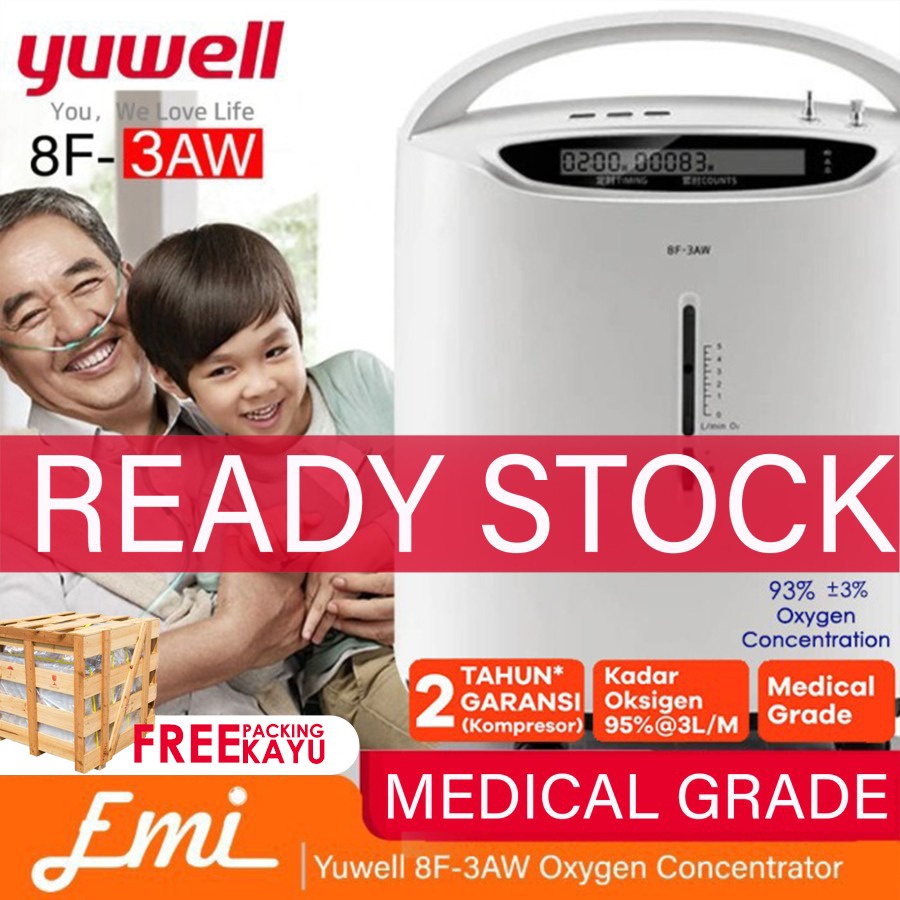 READY STOCK !!! YUWELL 8F-3AW Oxygen Concentrator 3LPM / Mesin Generator Oksigen 90%