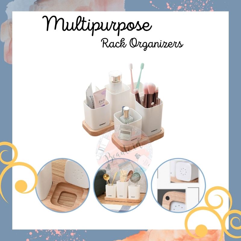 Rak Organizer Dapur Tempat Pengering Sendok Garpu Sumpit dengan Lubang Saringan Kotak Penyimpanan Aesthetic Skincare Pensil Pulpen Serbaguna Kitchen Storage