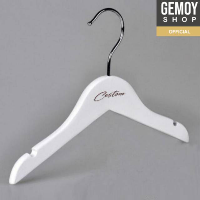 DISC% Premium Hanger Kayu + Besi Jepit  Custom (Hanger Distro) Bebas Design Free Design