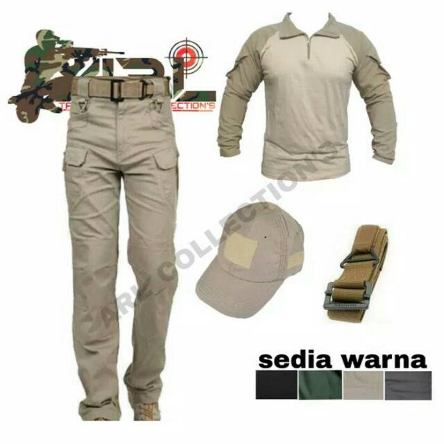 Top promo setelan satu set celana/kaos/topi/sabuk/tactical blackhawk bdu lapangan airsoft outdoor