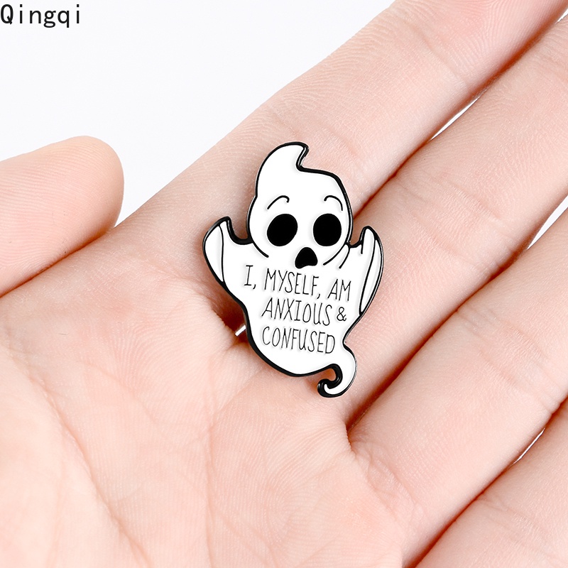 Bros Pin Enamel Desain Hantu Labu Tengkorak Halloween Untuk Aksesoris Tas Ransel