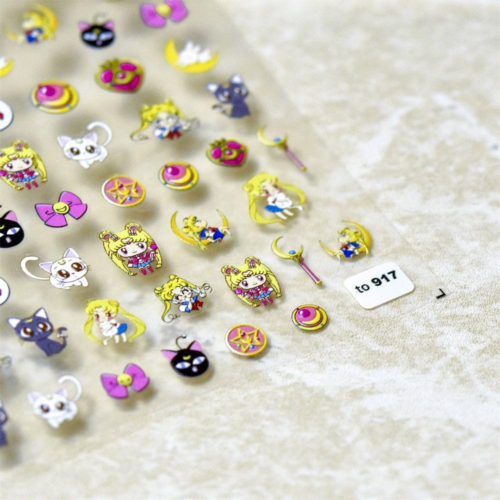 QUINTON Colorful 5D Engraved Nail Stickers Embossed Tigger Nail Art Sticker Beautiful Girl Nail Decals Three-dimensional Back Glue Cartoon Manicure Tools Ultra-thin Self Adhesive DIY Nail Art Decorations