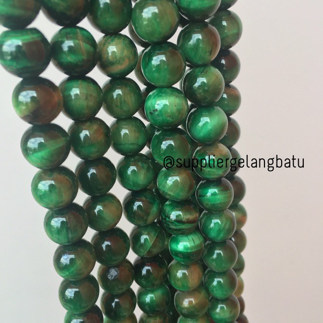 green tiger eye biduri sepah hijau mata singa 12mm natural akik bahan rencengan aksesoris star sell