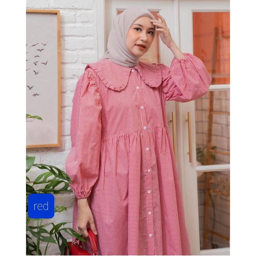 Ruffle Tunik LD 110 / Atasan Motif Kotak Kotak - COD / Yona Tunik Gingham