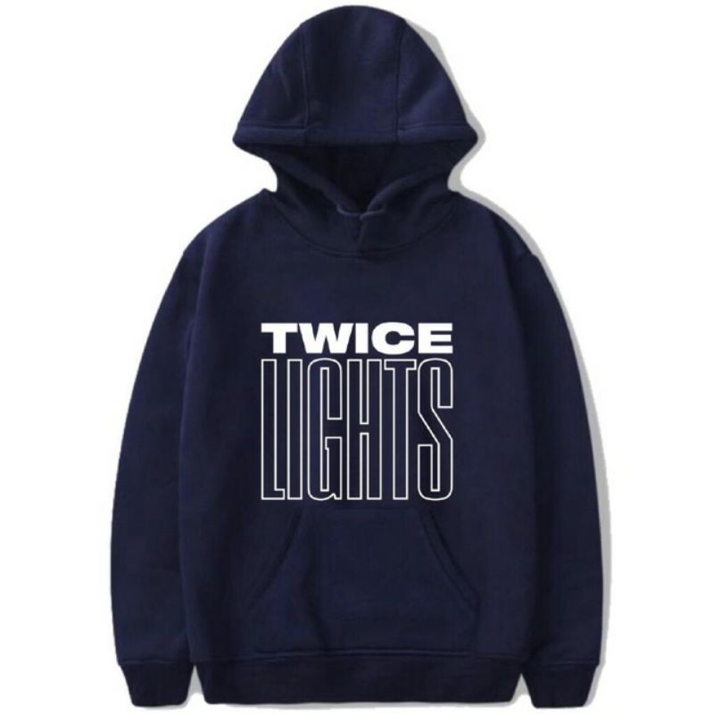 S - XXXXXL(6XL) Hoodie TWICE LIGHTS BIGSIZE JUMBO Jaket Fleece OVERSIZE Idol Kpop Navy Putih Hitam