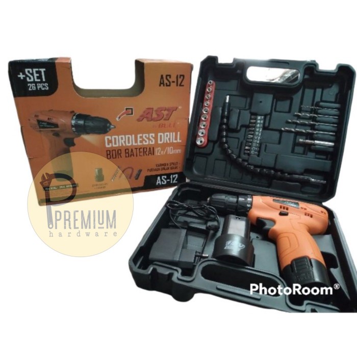 MESIN BOR BATERAI CHARGER 10 MM 12V SET AST CORDLESS DRILL AST 12V
