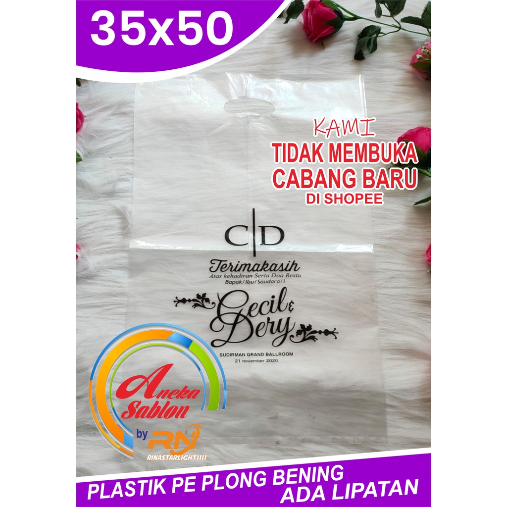 

[100pcs] Pe plong bening sablon 35x50 ada lipatan