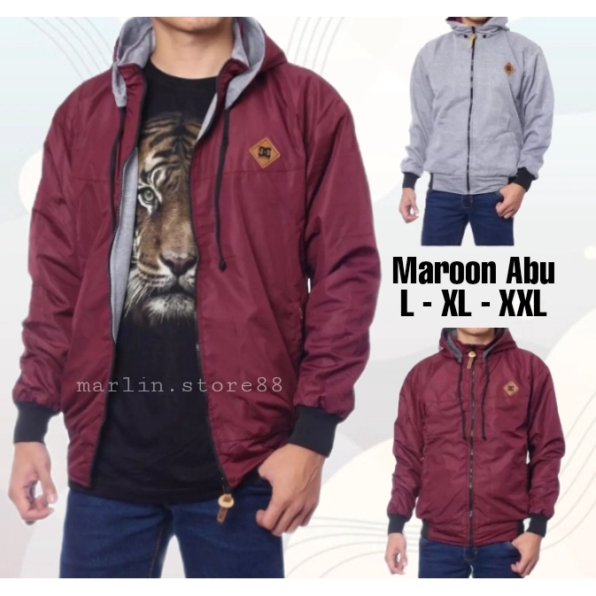 Marlin Store Jaket Pria Bb Dc Bolak Balik Taslan Parasut Cowok Bahan Waterprof
