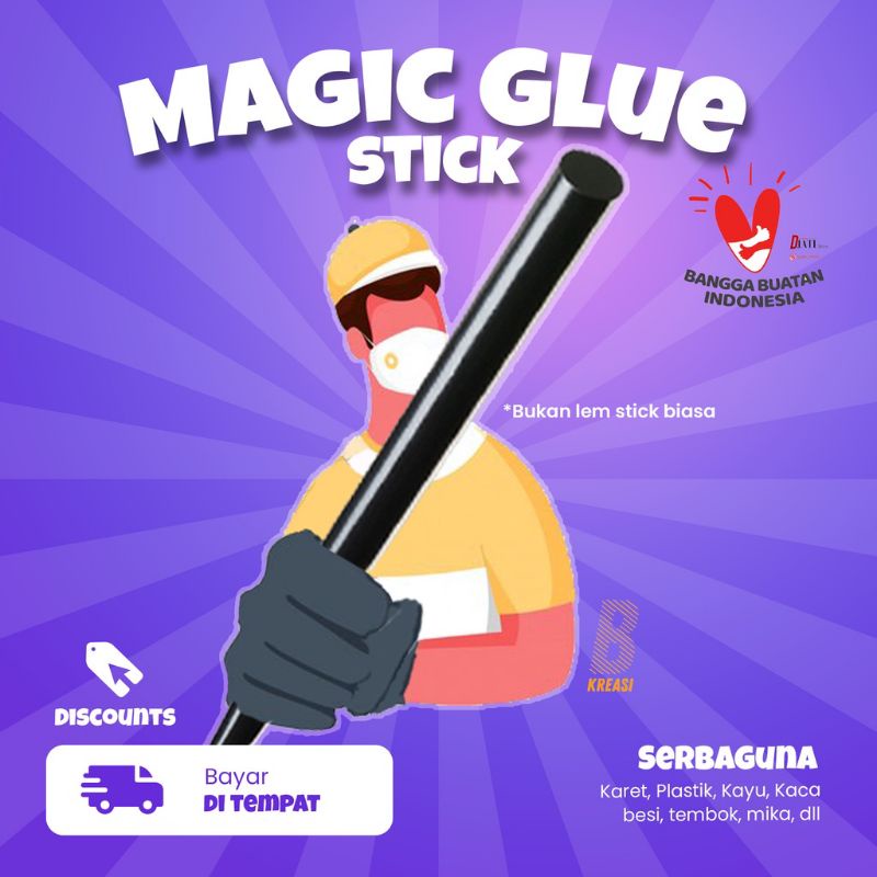 lem ajaib stick Bakar magic hitam besar isi lem rambut ember pecah retak sobek besi kayu plastik ker