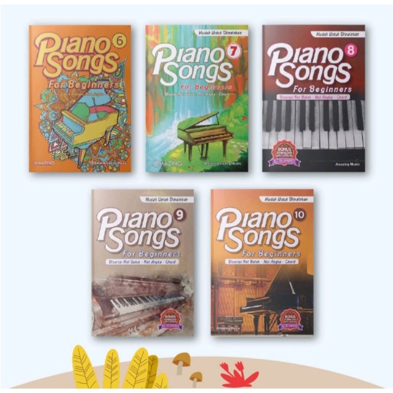 Buku Piano Songs for Beginners vol 1-15 Buku piano lengkap dengan not angka not balok dan chord